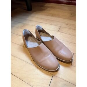 Eileen Fisher Tan Leather d'Orsay Pointed Toe Flats Nude Size 8.5 Classic Chic